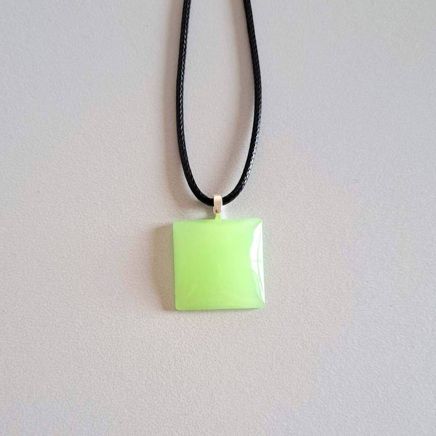 GLOW IN THE DARK Square Yellow Necklace