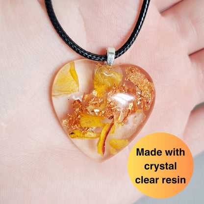 925 Silver Yellow Rose Petal Necklace - Heart