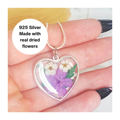 925 Sterling Silver Floral Heart Necklace