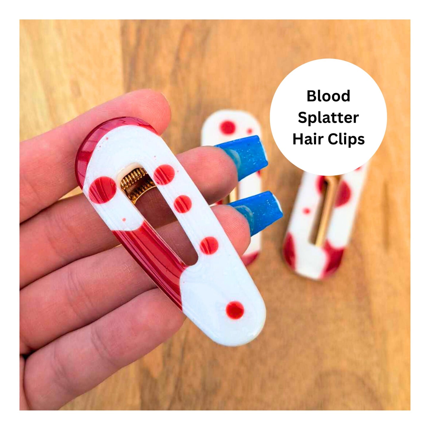 Blood Splatter Effect Hair Slides