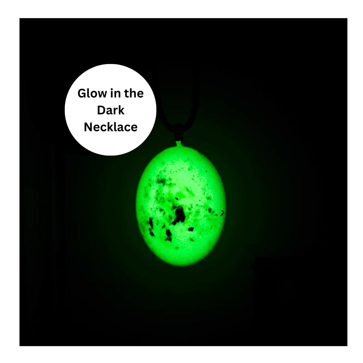 GLOW IN THE DARK Oval Green and Gold Metallic Flake Necklace