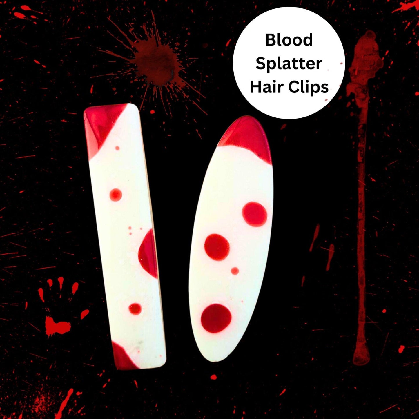 Blood Splatter Effect Hair Slides