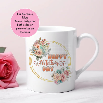 11oz Floral Wreath Mothers Day Ceramic Mug