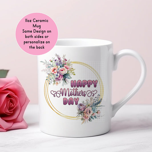 11oz Floral Wreath Mothers Day Ceramic Mug