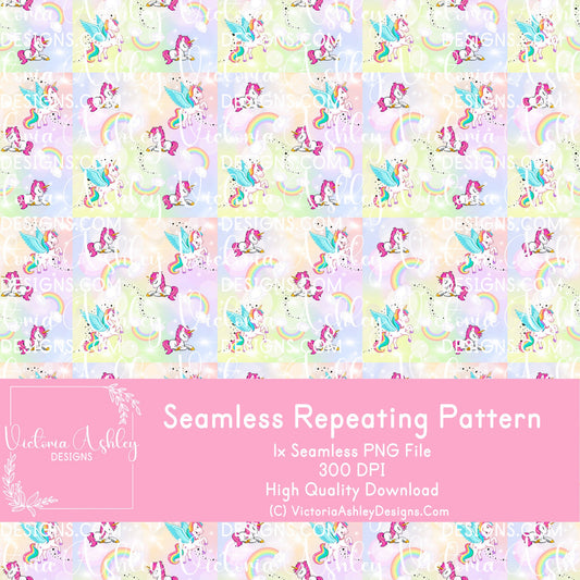 Seamless Repeating Pattern - Unicorns & Rainbows