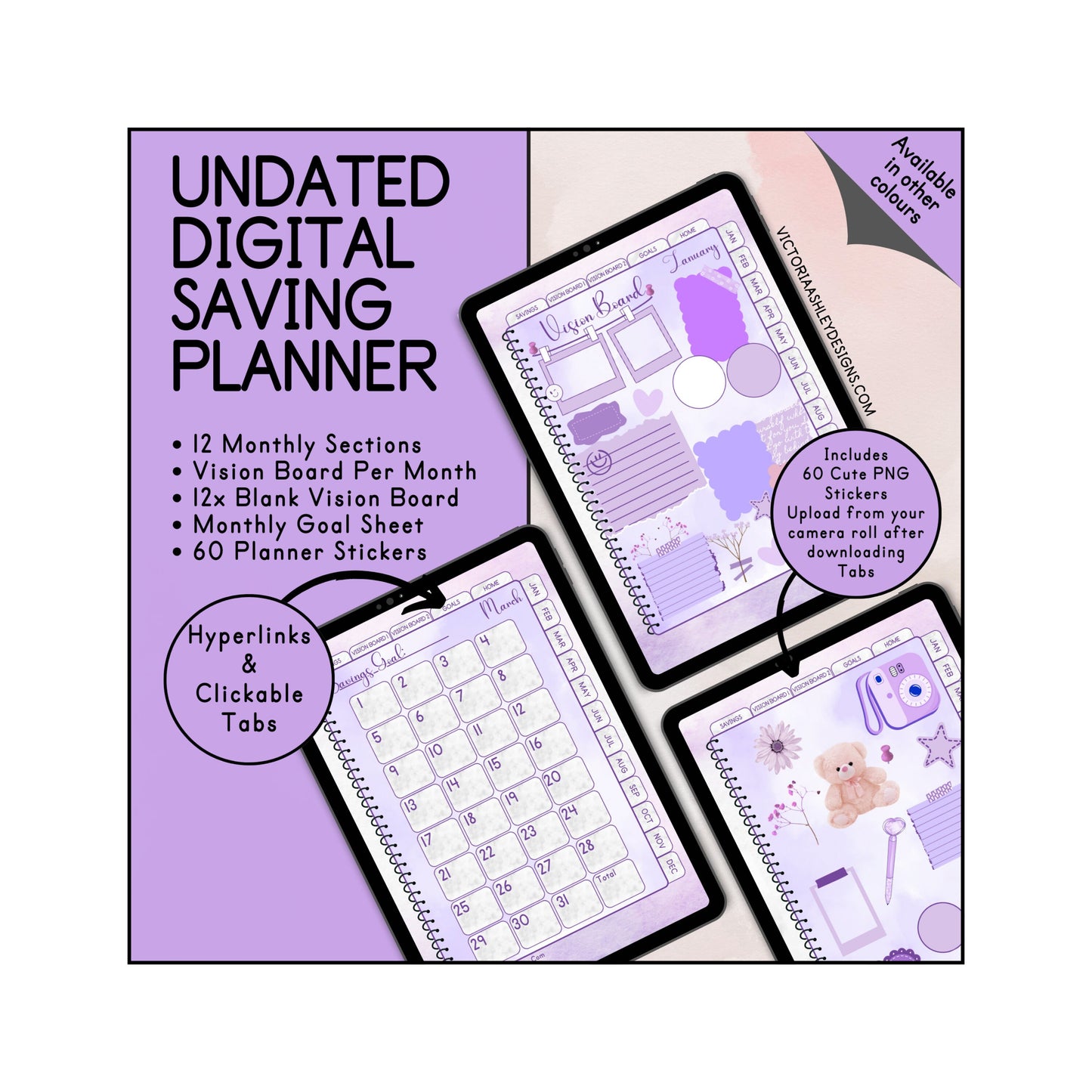 Purple Themed UNDATED Saving Planner