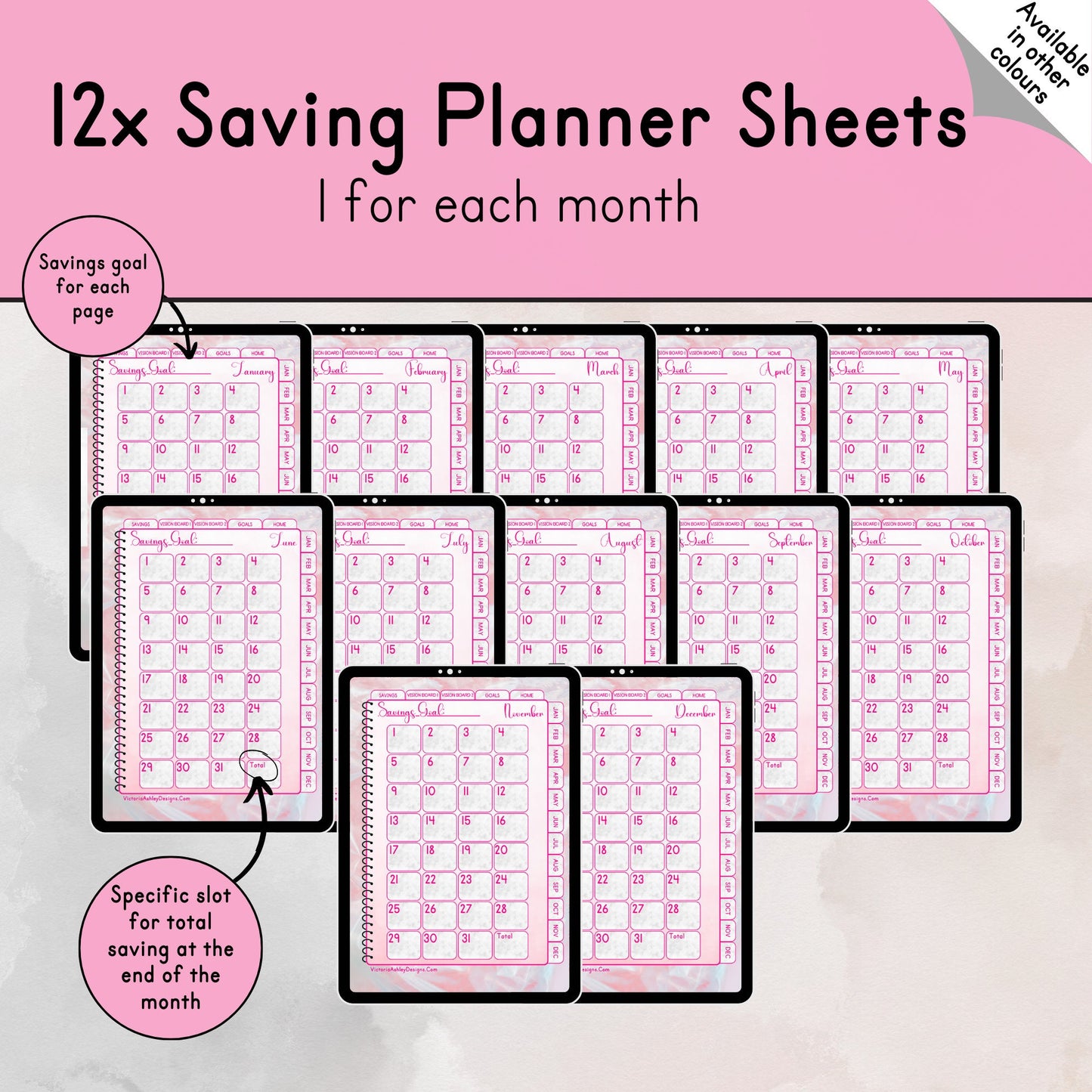 Pink Theme UNDATED Saving Planner