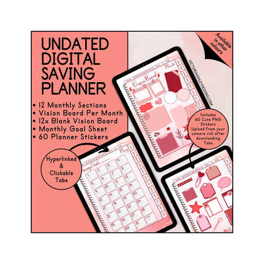 Red Themed UNDATED Saving Planner