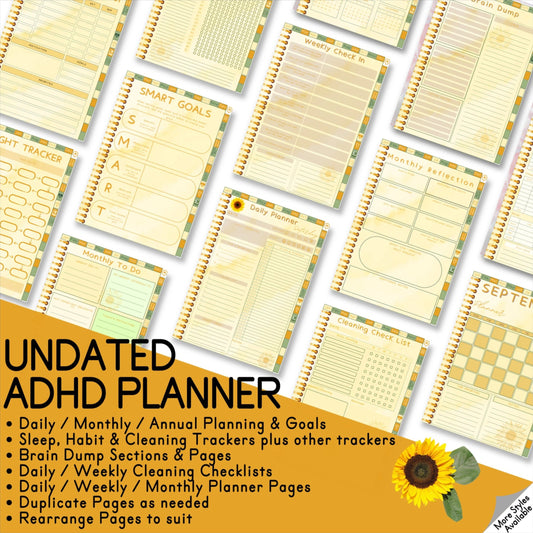 ADHD Sunflower Digital Planner