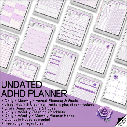 ADHD Purple Floral Digital Planner