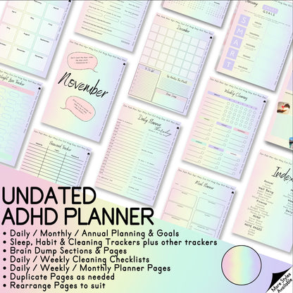 ADHD Pastel Coloured Digital Planner "The Rainbow Girl"