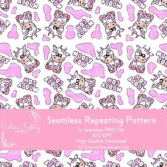 Seamless Repeating Pattern - Lilac & White Moody Cow (Hand Drawn)