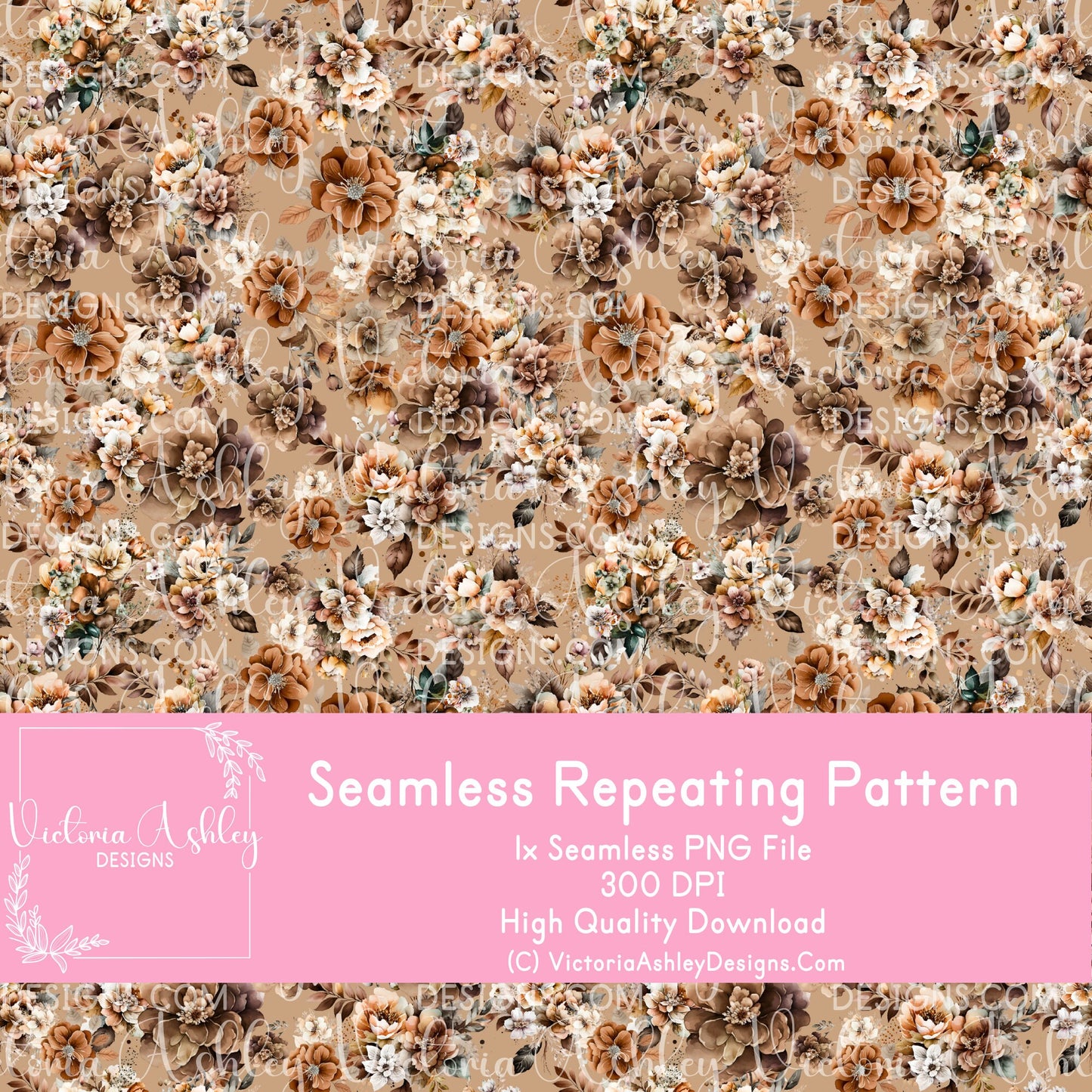 Seamless Repeating Pattern - Autumnal Flowers