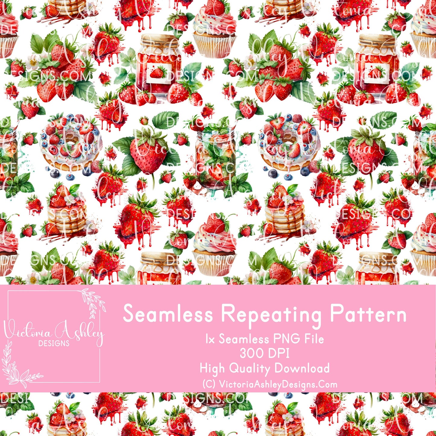 Seamless Repeating Pattern - Strawberry Treats