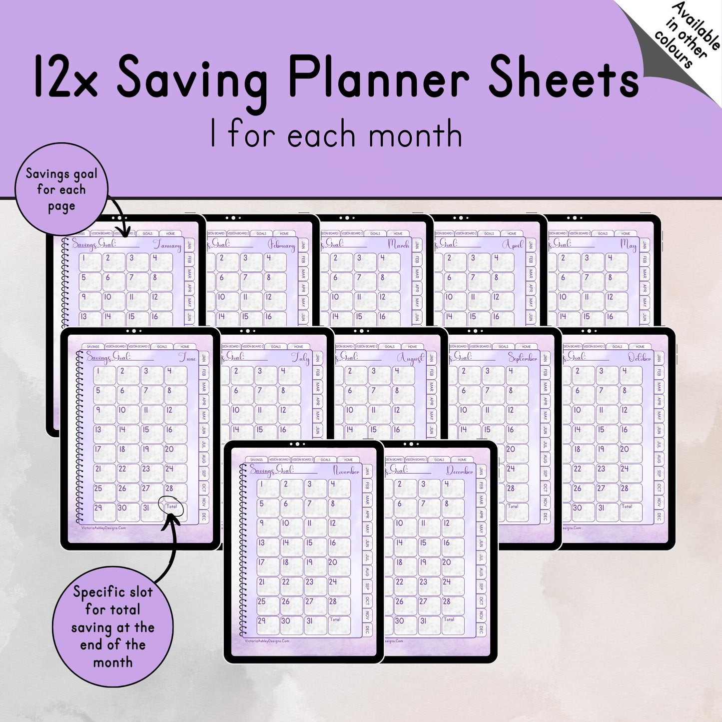 Purple Themed UNDATED Saving Planner