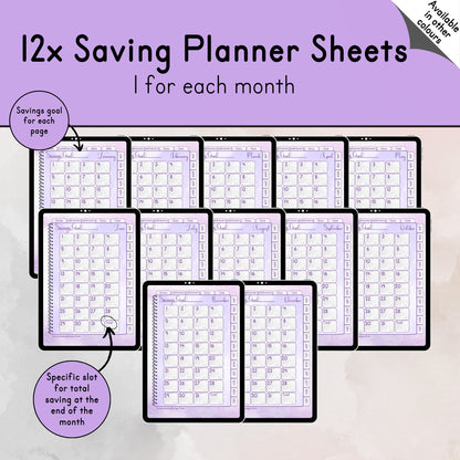 Purple Themed UNDATED Saving Planner