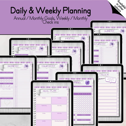 ADHD Purple Floral Digital Planner