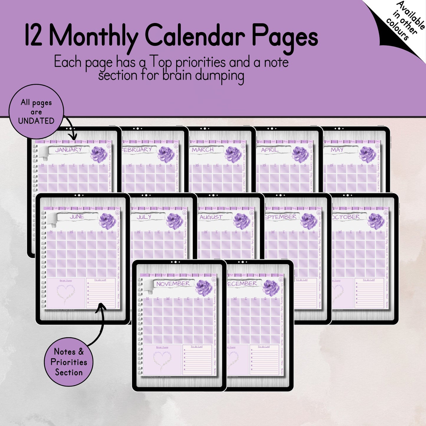 ADHD Purple Floral Digital Planner