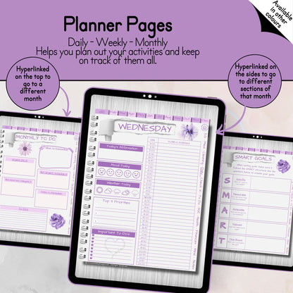 ADHD Purple Floral Digital Planner