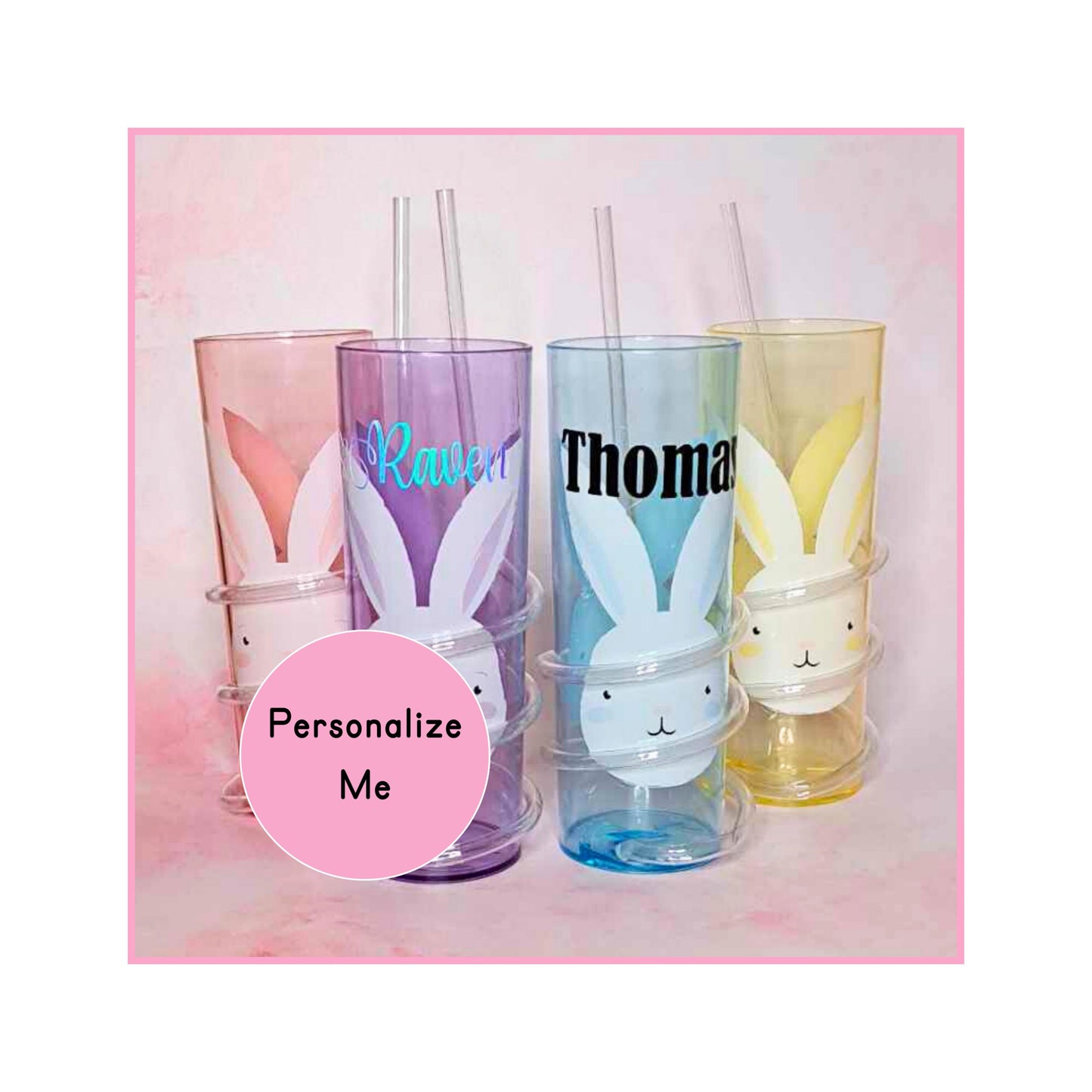 BPA Free Plastic Easter Crazy Straw Tumbler