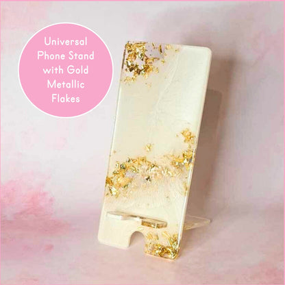 White & Metallic Flake Universal Mobile Phone Stand