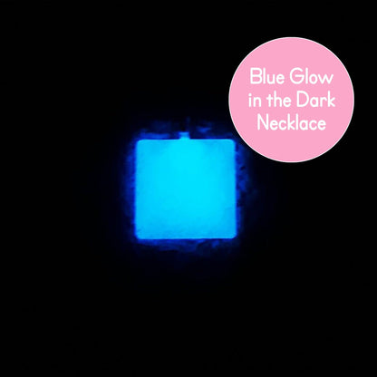 GLOW IN THE DARK Blue Square Necklace