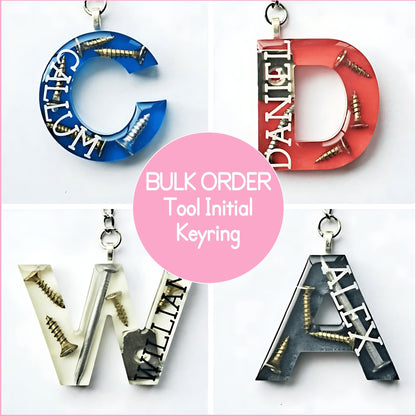 BULK ORDER Acrylic Nails And Screws Coloured Initial Keyring