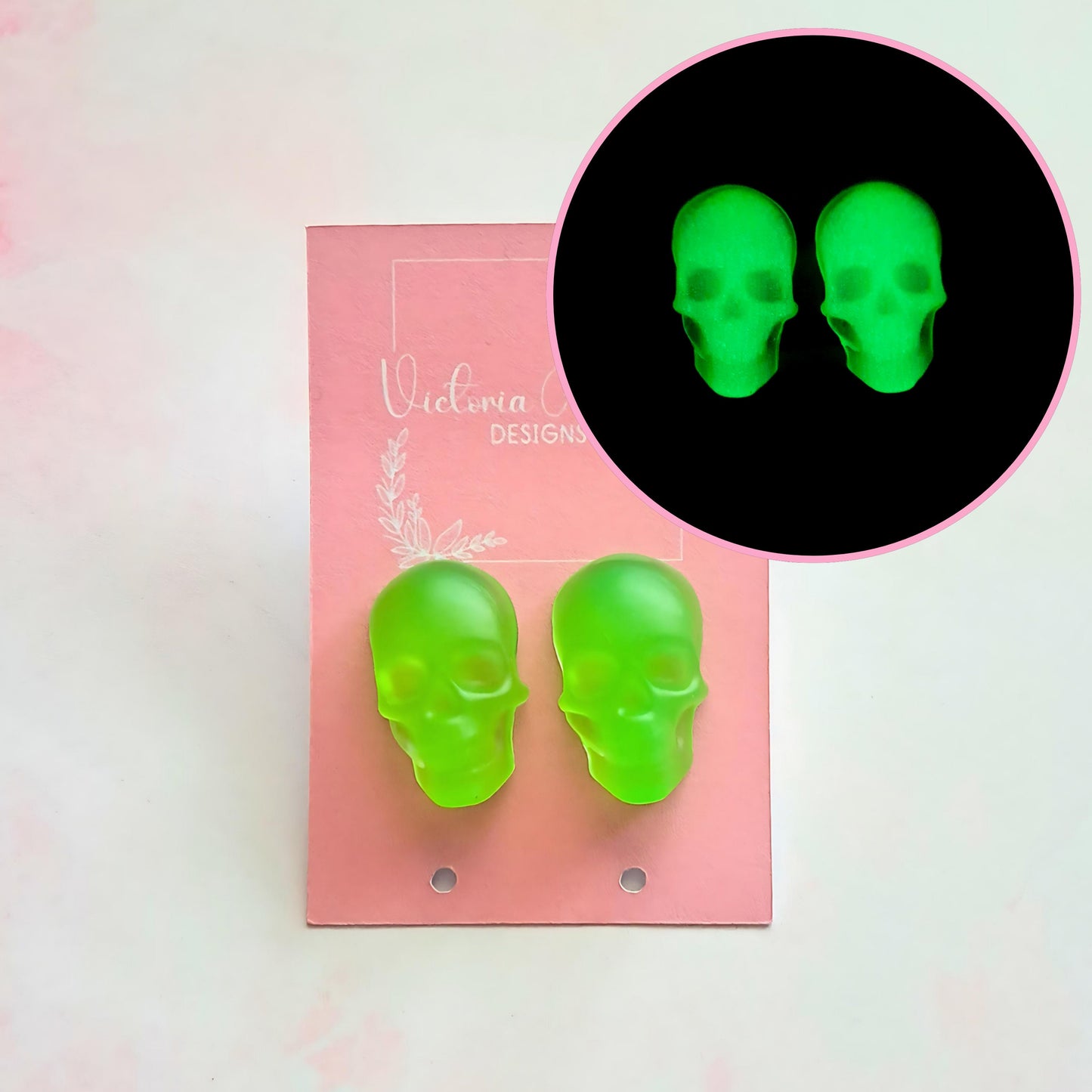 GLOW IN THE DARK Skull Shaped Earrings