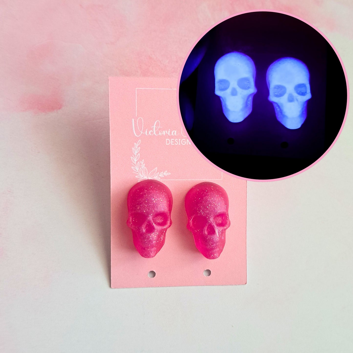 GLOW IN THE DARK Skull Shaped Earrings