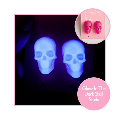 GLOW IN THE DARK Skull Shaped Earrings