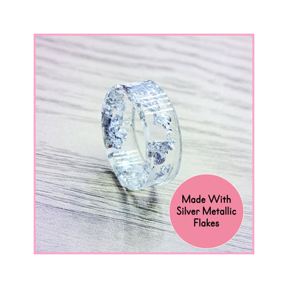 Clear Acrylic Ring with Metallic Silver Flakes