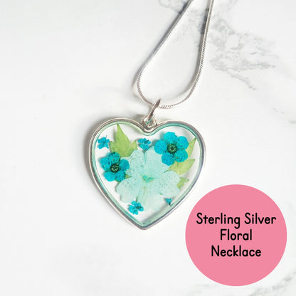 925 Sterling Silver Floral Heart Necklace