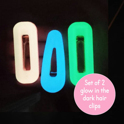 GLOW IN THE DARK Set of 2 Hair Clips