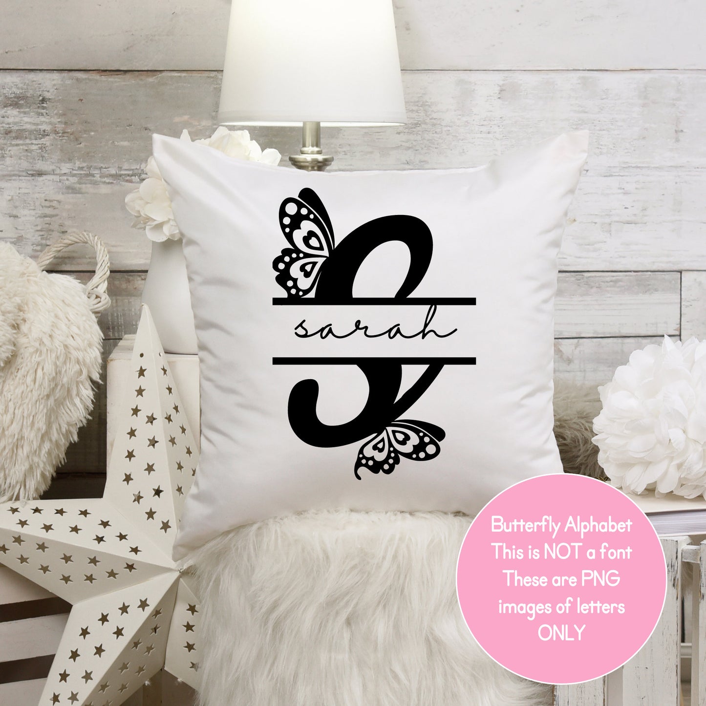 Butterfly Style Split Monogram Alphabet A-Z Bundle SVG