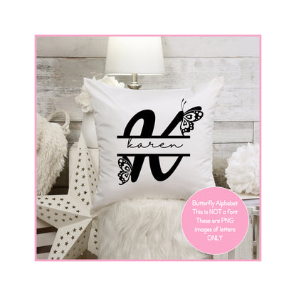 Butterfly Style Split Monogram Alphabet A-Z Bundle SVG