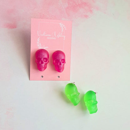 GLOW IN THE DARK Skull Shaped Earrings