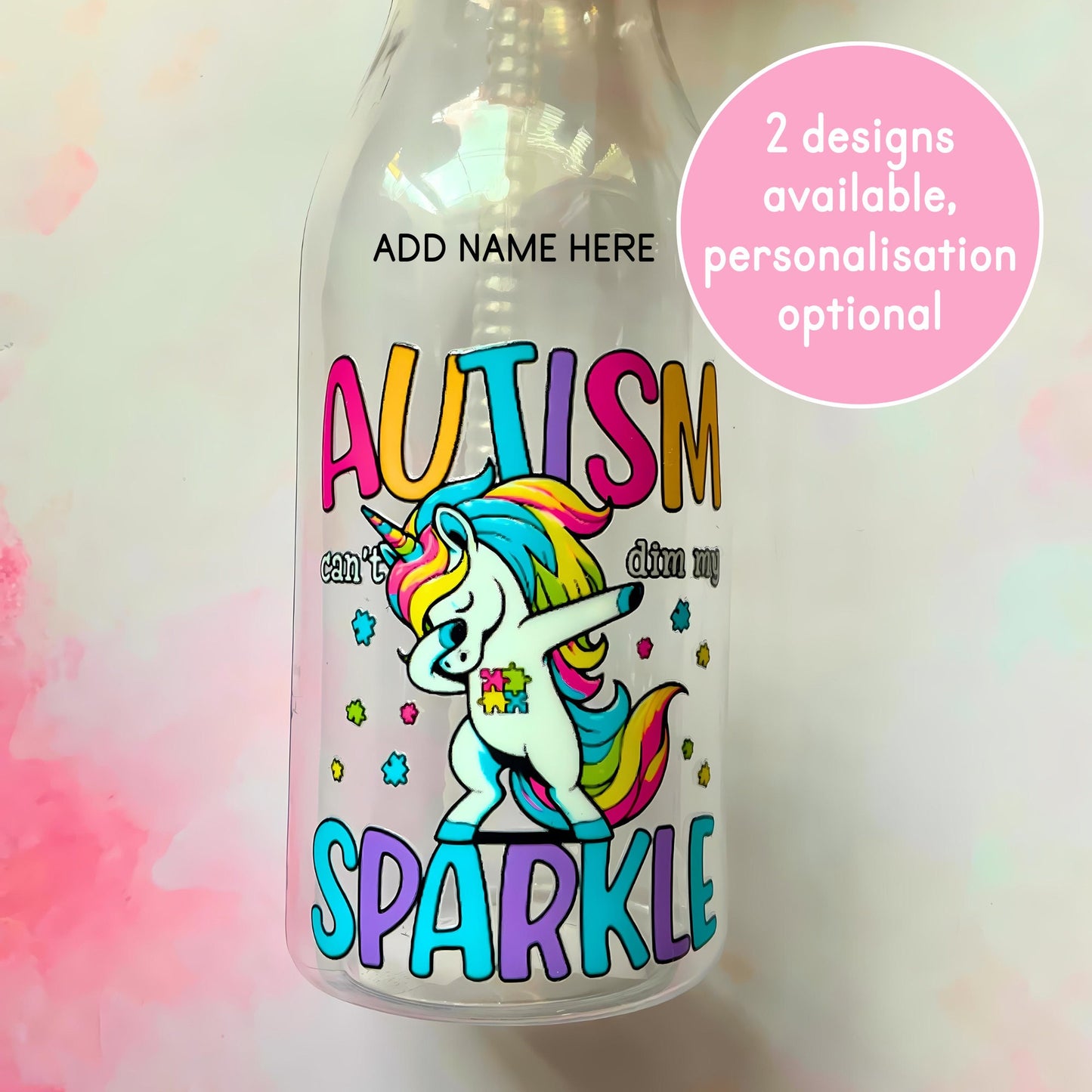 Autism Awareness BPA Free Plastic Unicorn Bottle