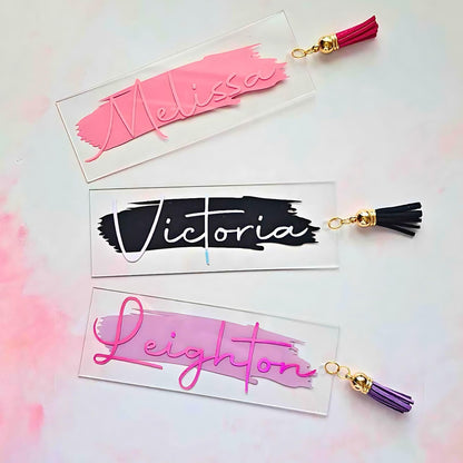 BULK ORDER Luxury Acrylic Personalised Bookmark With Faux Leather Tassel