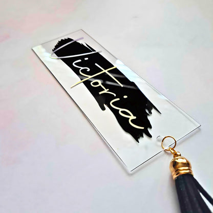 BULK ORDER Luxury Acrylic Personalised Bookmark With Faux Leather Tassel