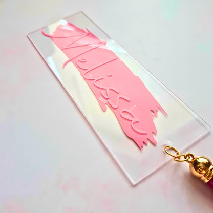 BULK ORDER Luxury Acrylic Personalised Bookmark With Faux Leather Tassel