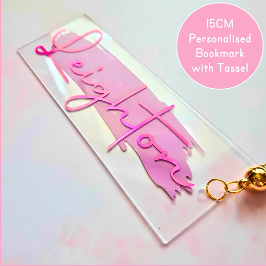 BULK ORDER Luxury Acrylic Personalised Bookmark With Faux Leather Tassel