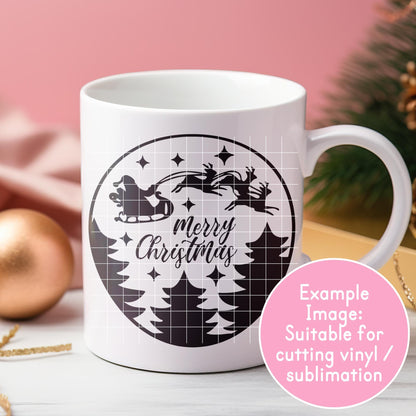 Round Merry Christmas PNG SVG Decal