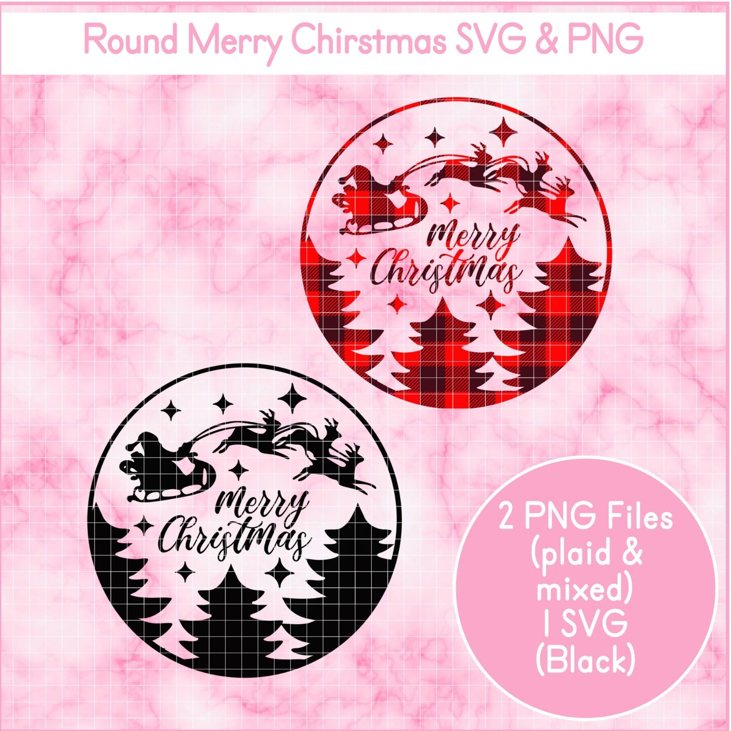 Round Merry Christmas PNG SVG Decal