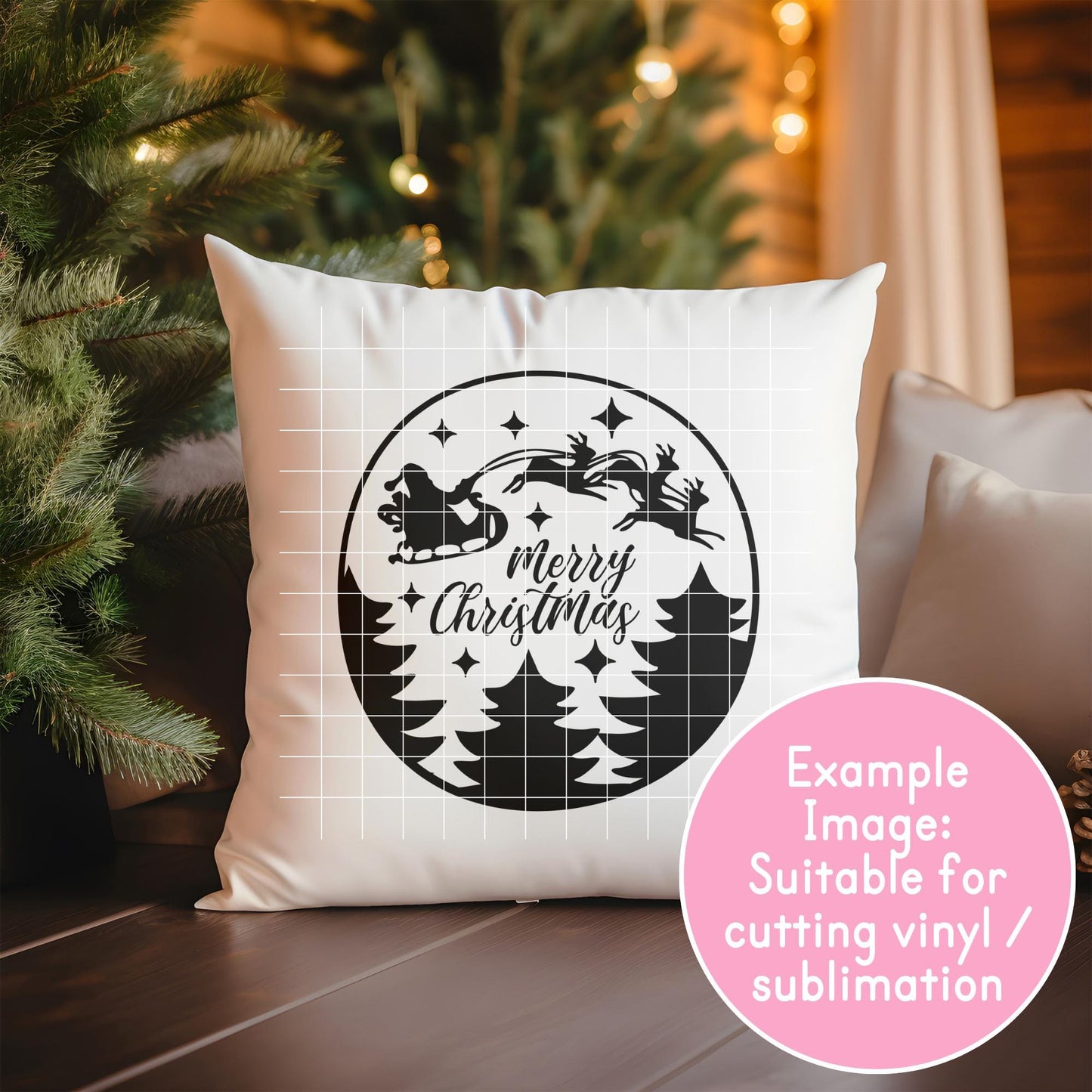 Round Merry Christmas PNG SVG Decal