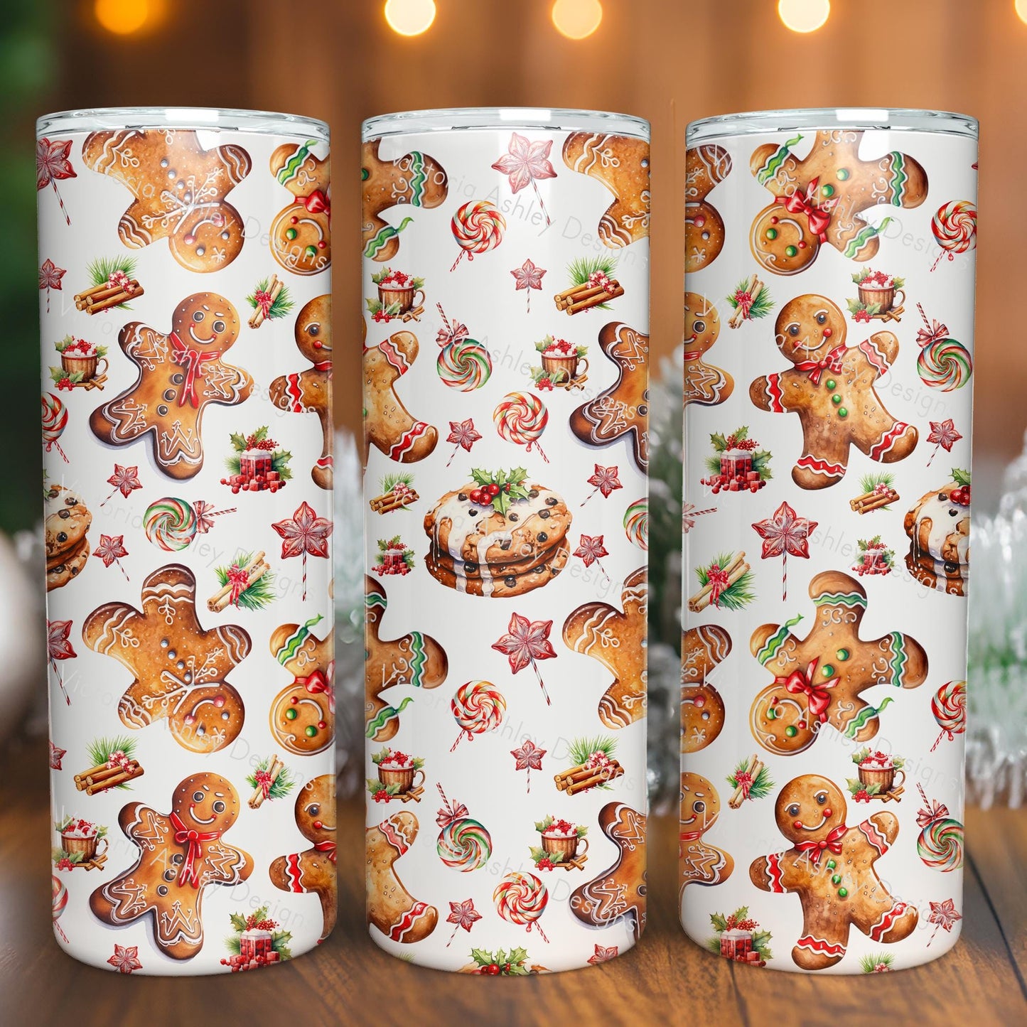 Christmas Gingerbread Watercolour Seamless Pattern