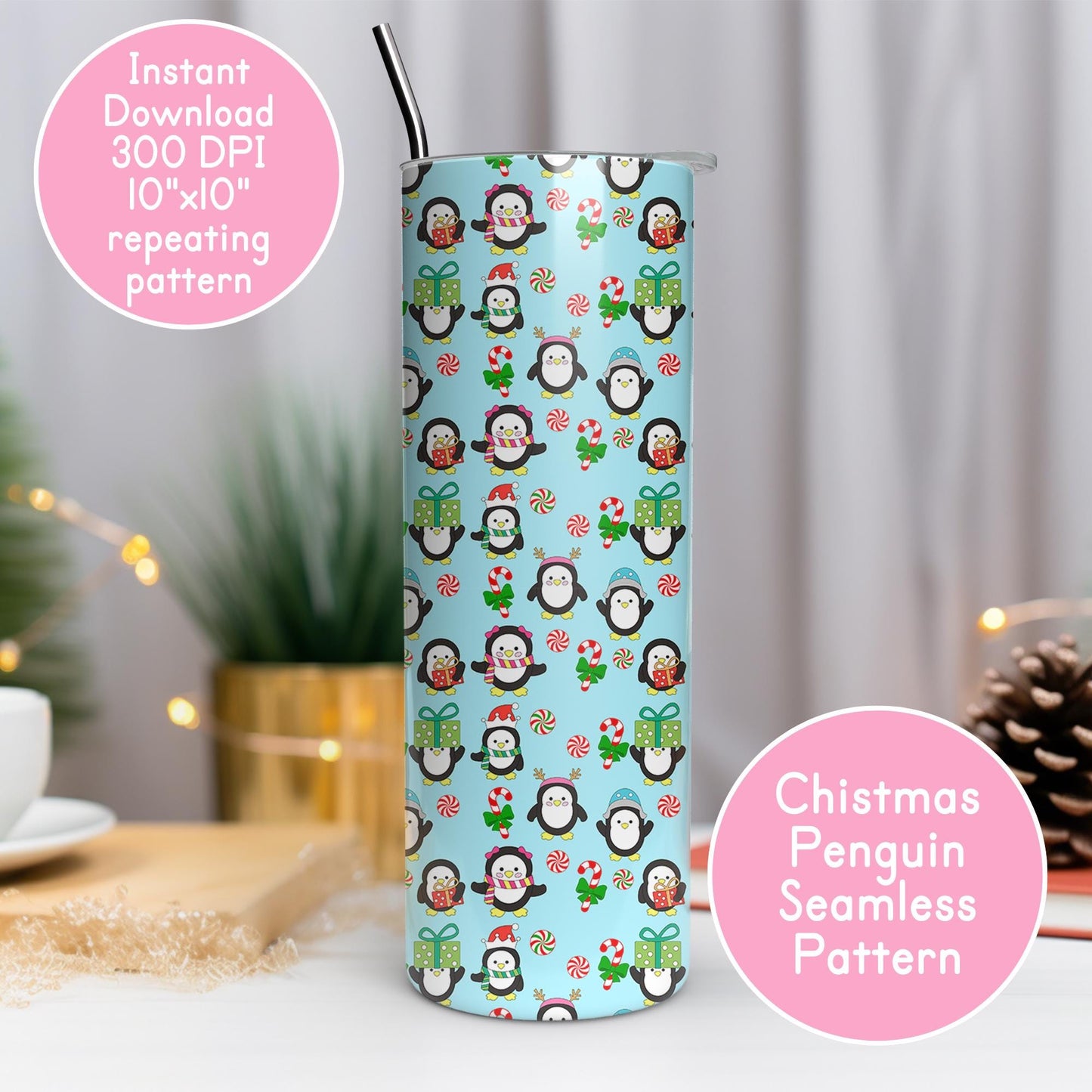 Christmas Penguin Design Seamless Pattern