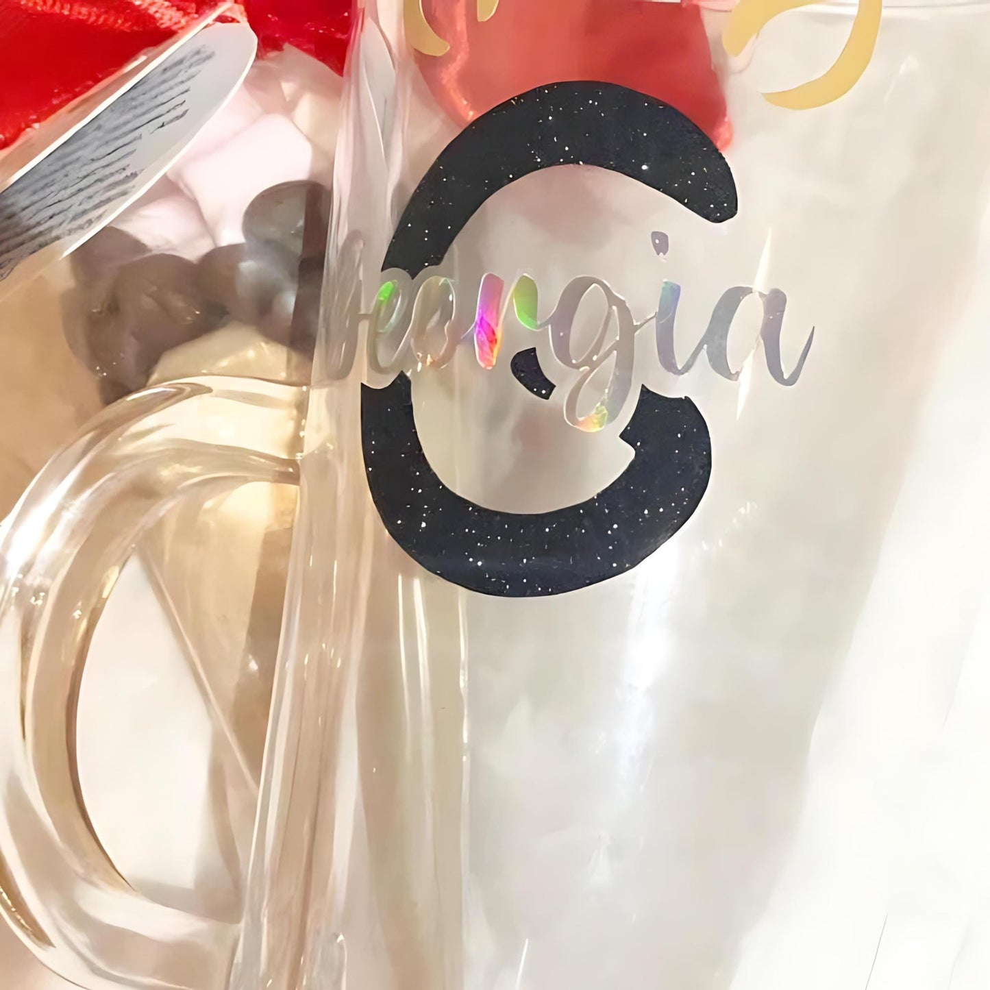 Personalized Monogram Christmas Hot Chocolate Glass