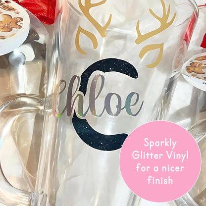 Personalized Monogram Christmas Hot Chocolate Glass