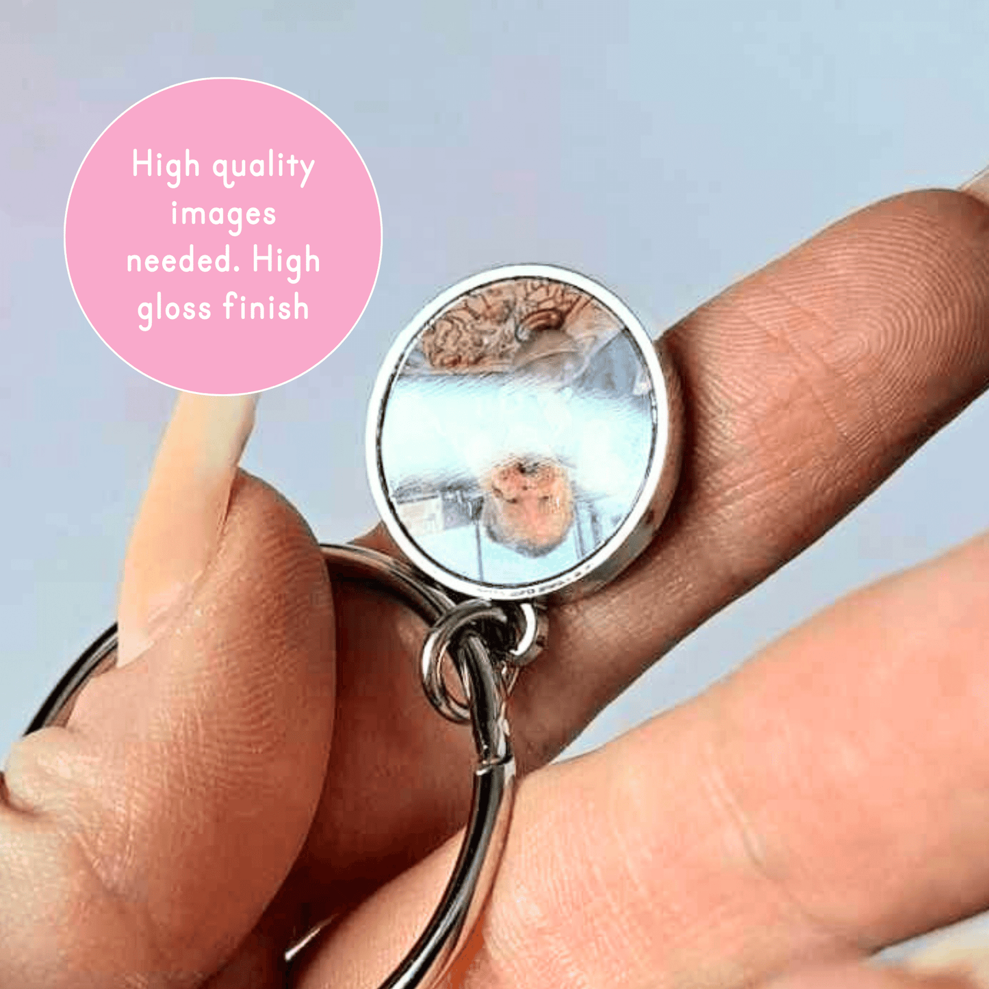 Stainless Steel Photo Charm Keyring With Swarvoski Birthstone Charm