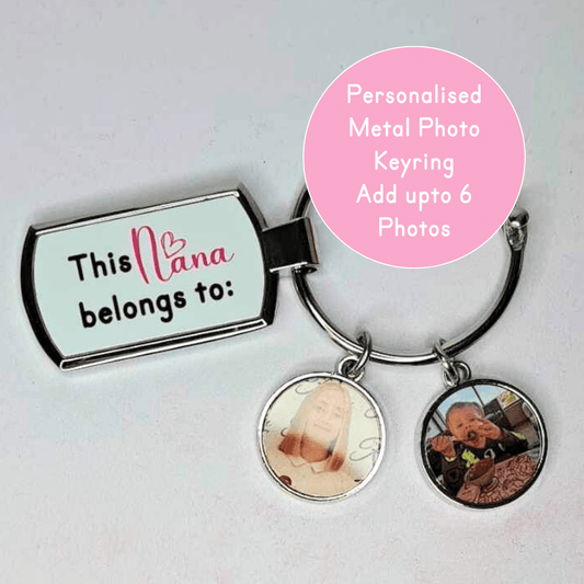 Stainless Steel Photo Charm Keyring With Swarvoski Birthstone Charm